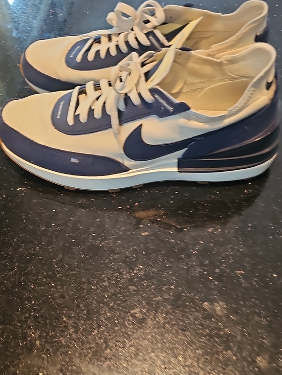 Nike Other - Nike Beige and Navy Low-Top Swoosh Sneakers